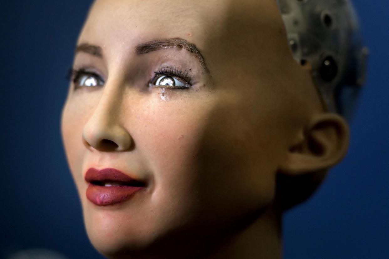 Sophia, an artificially intelligent (AI) humanoid robot, was granted citizenship in Saudi Arabia in 2017: AFP/Getty Images