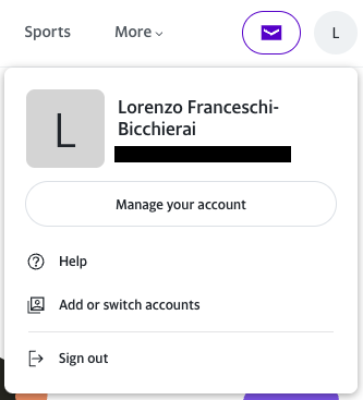 a screenshot showing the "manage your account" section of your Yahoo account.