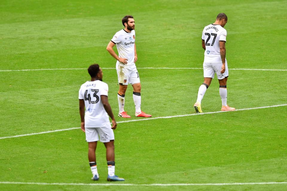 Hull's incredible first-half collapse at the DW Stadium was widely mocked on social media (Getty Images)