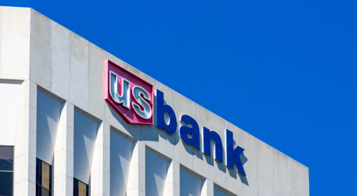 The logo for U.S. Bancorp's U.S. Bank is displayed on the side of a building.