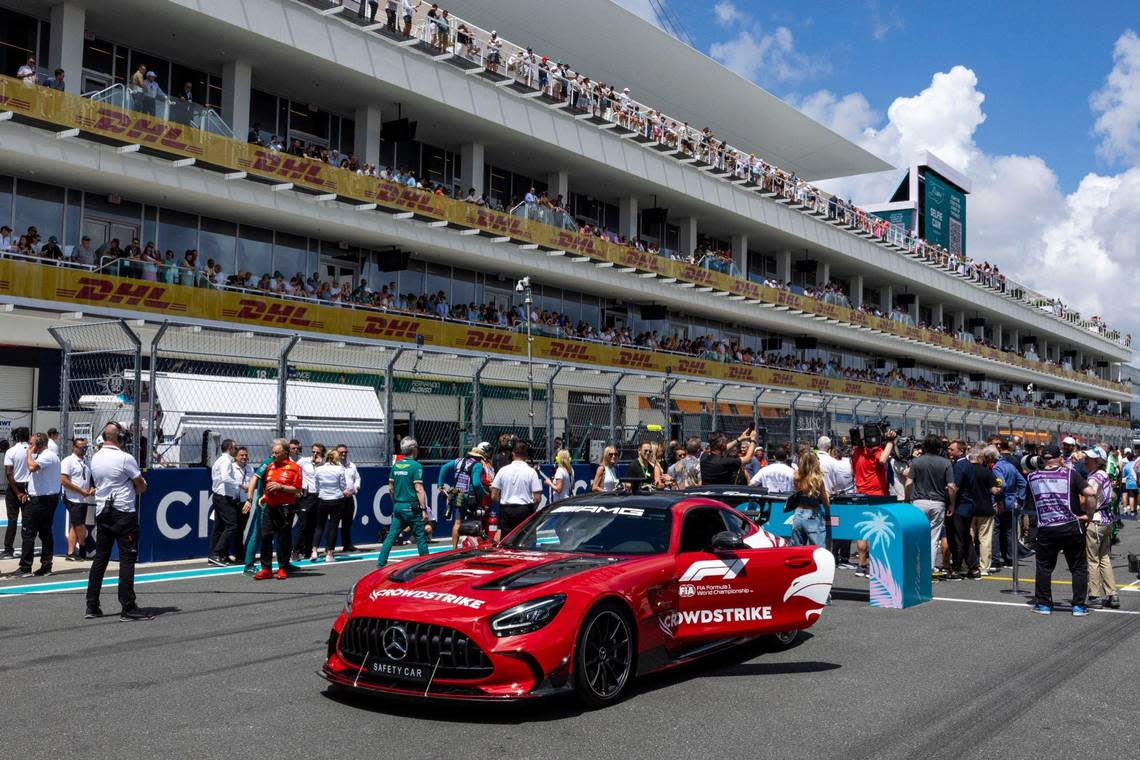 A view of the track before the start of the Sprint race on day two of Formula One Miami Grand Prix.