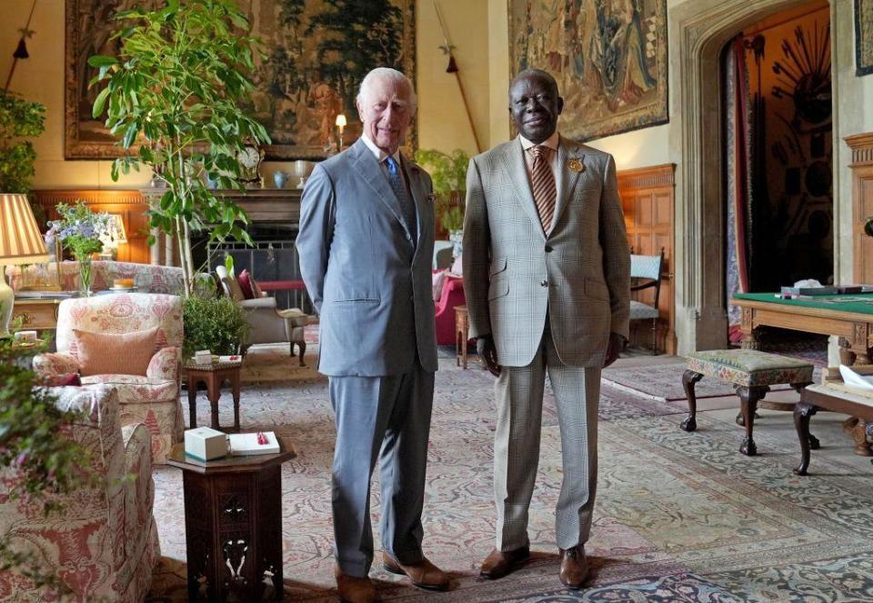 Asante King of Ghana, Otumfuo Osei Tutu II (R) and King Charles of the United Kingdom at Sandringham Estate, United Kingdom - Tuesday, July 23, 2024