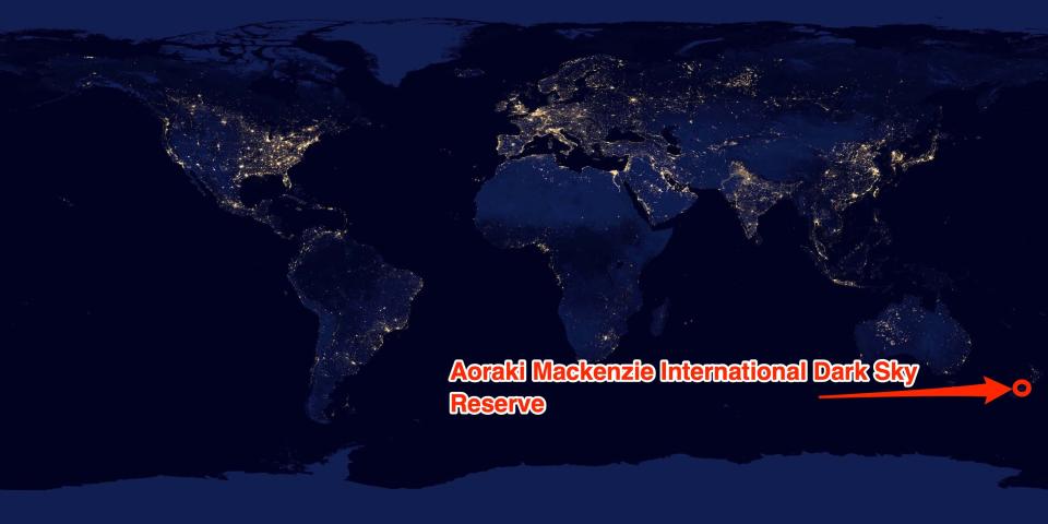 NASA photo of the Earth at night showing the most light-polluted places across Earth.