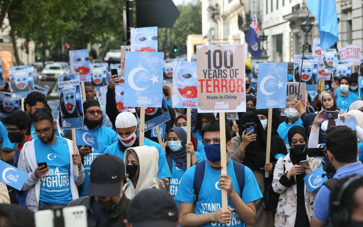 People demonstrate against China's policies towards Uyghur Muslims and other ethnic and religious minorities, who are suffering crimes against humanity and genocide - Hasan Esen/Anadolu Agency 