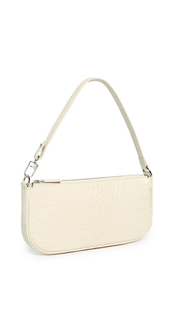 BY FAR Mini Rachel Croc-Effect Leather Bag - Cream