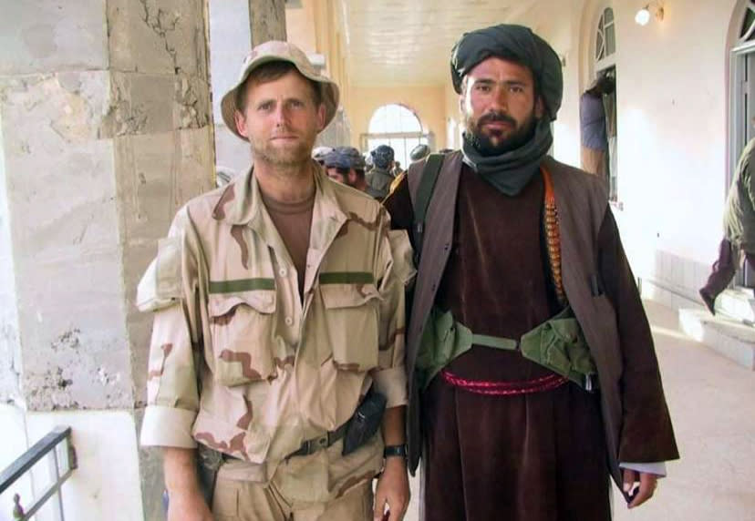 Afghan Commander Mohammed Faqir Jawzjani with Captain Mark Nutsch in Northern Afghanistan (Courtesy David Tyson)
