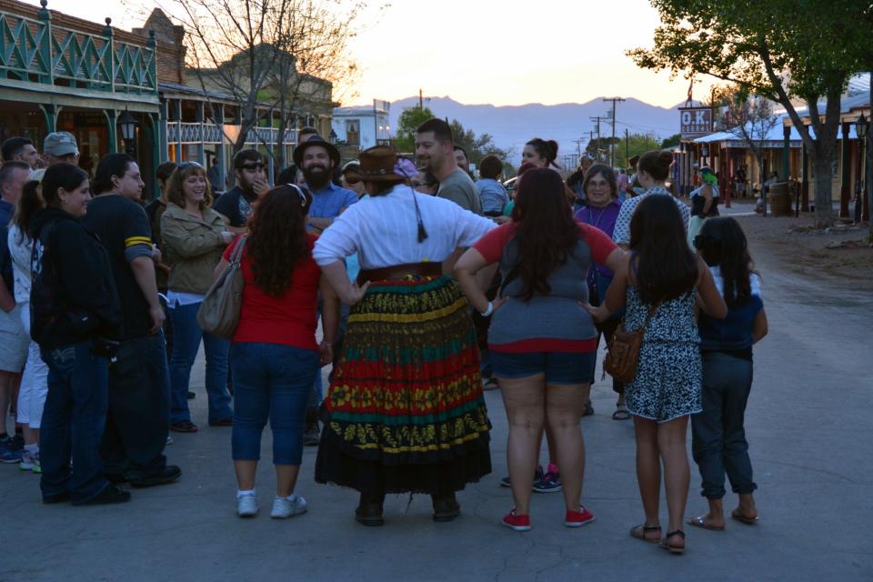 The Gunfighter and Ghost Tour is a walking tour conducted nightly through downtown Tombstone.