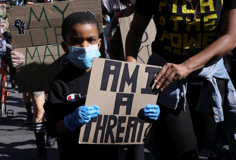 Protest against the death in Minneapolis police custody of George Floyd, in New York