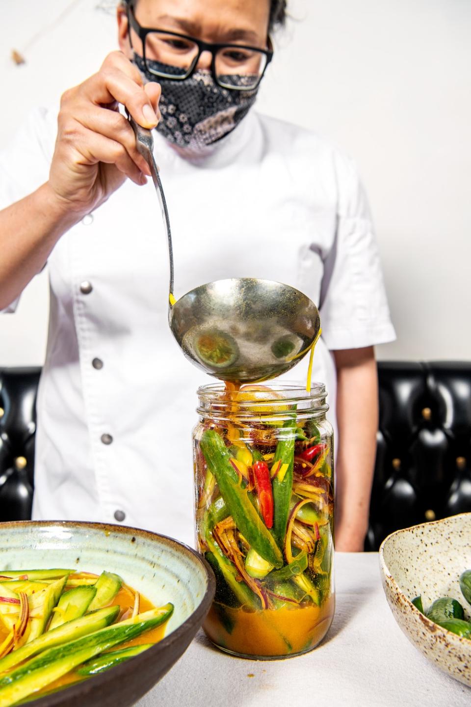 Minh Phan makes bread-and-butter pickles at her restaurant Porridge + Puffs.