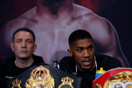 Boxing - Anthony Joshua & Joseph Parker Press Conference - London, Britain - March 27, 2018 Anthony Joshua and trainer Robert McCracken during the press conference Action Images via Reuters/Andrew Couldridge