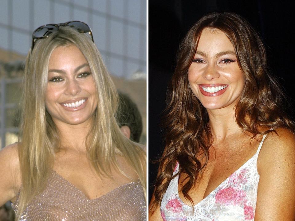 Sofia Vergara in 1999 and in 2002