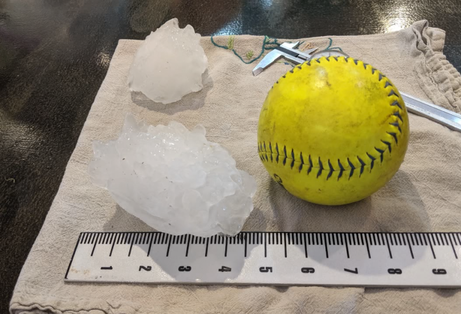 Baseball size hail stone