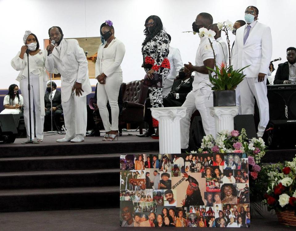 Family members remember Betty Wright, the Miami’s first lady of soul who died May 10, after a long battle with cancer during a celebration of her life at the Bethel Apostolic Temple where many people attended despite of the coronavirus pandemic to pay tribute and honor her life in Miami, on Saturday, May 23, 2020.