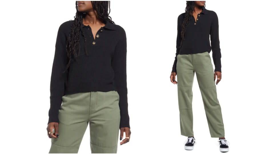 Rib Long Sleeve Polo Sweater - Nordstrom, $23 (originally $39)