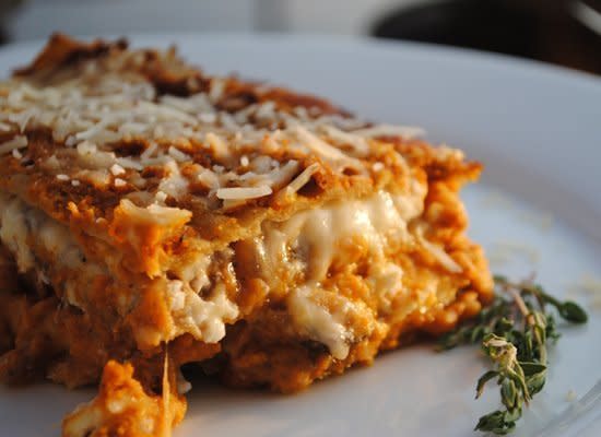 <strong>Get the <a href="http://www.preventionrd.com/2010/09/pumpkin-lasagna/" target="_hplink">Pumpkin Lasagna Recipe</a> from Prevention RD</strong>