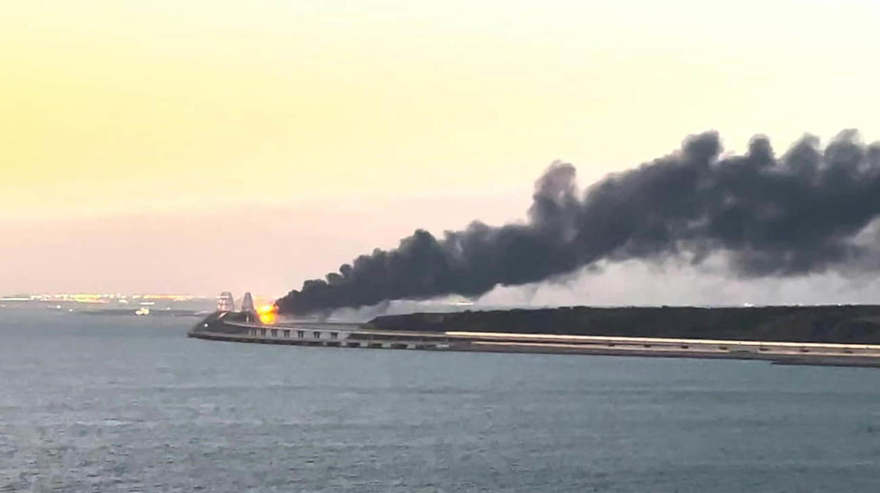 Fire at Crimean Bridge. Stock photo: Getty Images