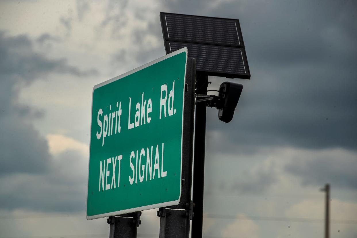 Cameras manufactured by Flock Safety have been popping up around Polk County, like this one on Recker Highway near Spirit Lake Road in Winter Haven. The Polk County Sheriff's Office has committed to spending at least $146,000 annually on about 73 cameras that read license plates and feed a national database.