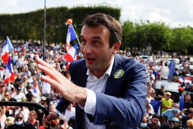 Florian Philippot lors d'une manifestation anti-pass sanitaire en septembre 2021.  (Photo: Gonzalo Fuentes via Reuters)