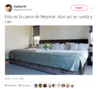 <p>La cama de Neymar. (Foto: Twitter / @aguademanzana). </p>