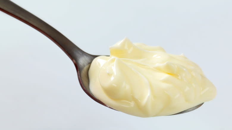 Mayonnaise on a spoon