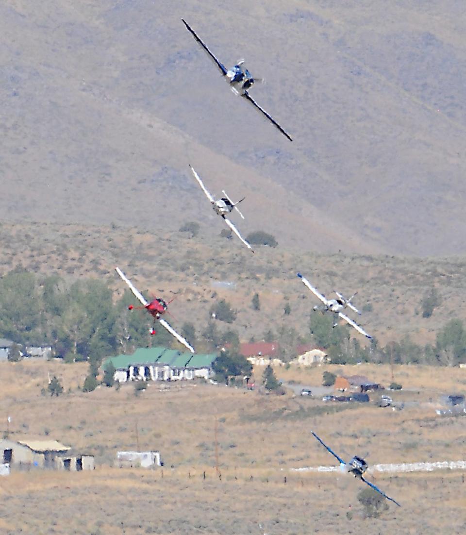 Sport class planes compete during the last day of the Reno National Championship Air Races, Sunday, Sept. 17, 2023, at Stead.