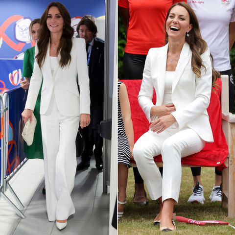 <p>Jean Catuffe/Getty Images; Chris Jackson/Getty Images</p> Kate Middleton at the Rugby World Cup France 2023 match between England and Argentina in September; Kate Middleton during the 2022 Commonwealth Games.