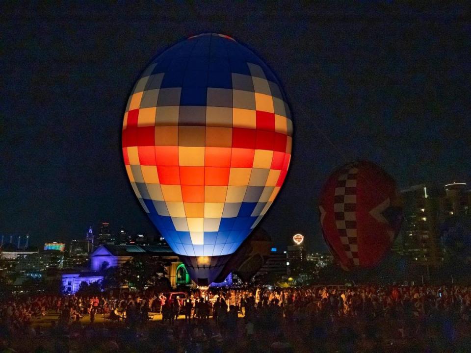 The night glowed with colorful hot air balloons at the Great Balloon Glow Saturday, August 20, 2022, at the National World War I Museum and Memorial.