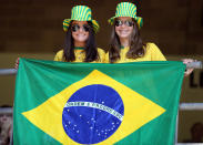 CARDIFF, WALES - JULY 28: Brazil fans show their support during the Women's Football first round Group E match between New Zealand and Brazil on Day 1 of the London 2012 Olympic Games at Millennium Stadium on July 28, 2012 in Cardiff, Wales. (Photo by Julian Finney/Getty Images)