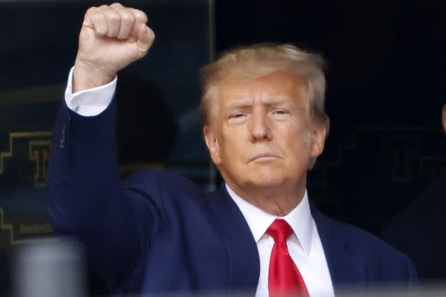 CJ GUNTHER/EPA-EFE/Shutterstock Donald Trump on the day of his first arraignment, in New York City, on April 4, 2023