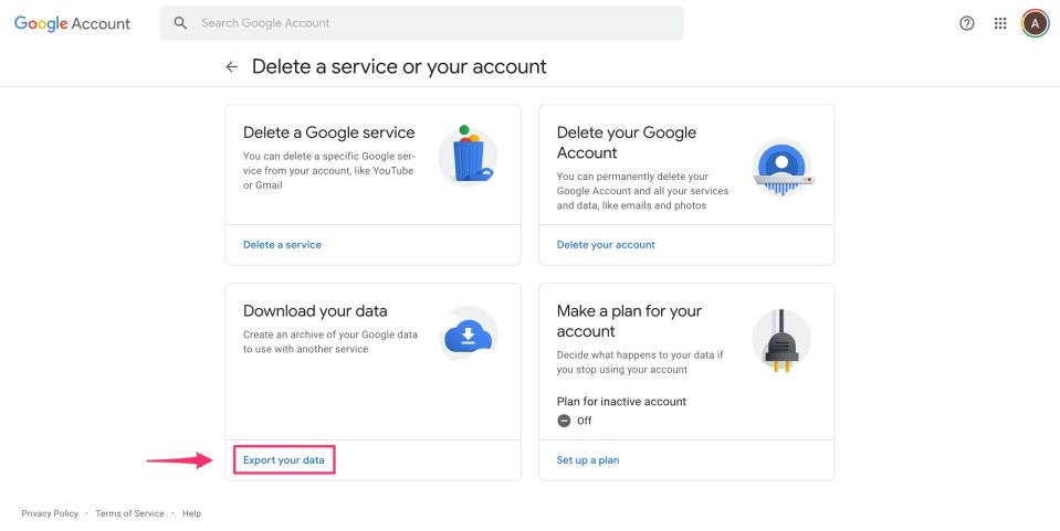 How to archive Google Account data 1