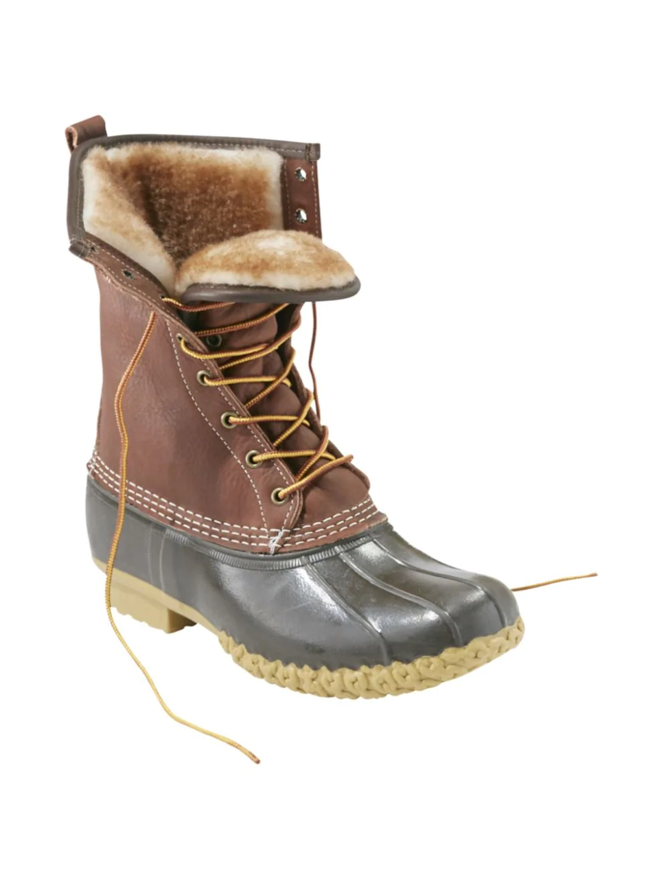 L.L. Bean Tumbled-Leather Shearling-Lined Bean Boots