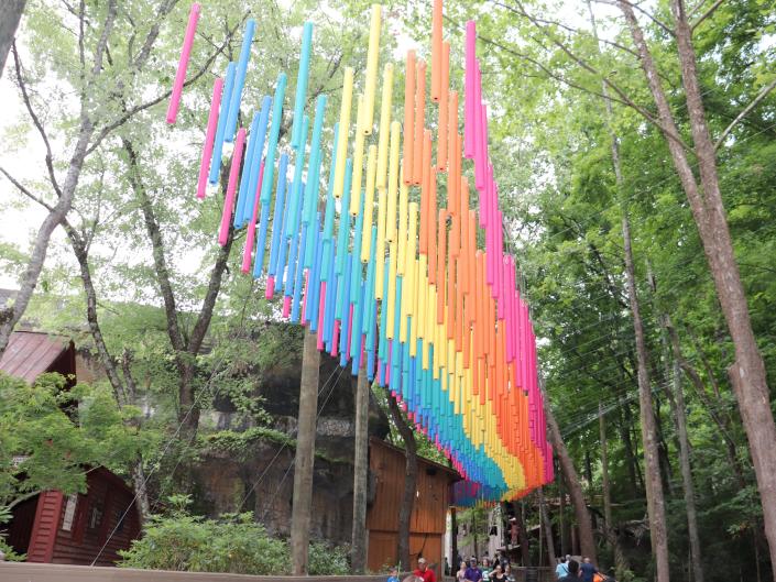 A rainbow decoration at Dollywood.