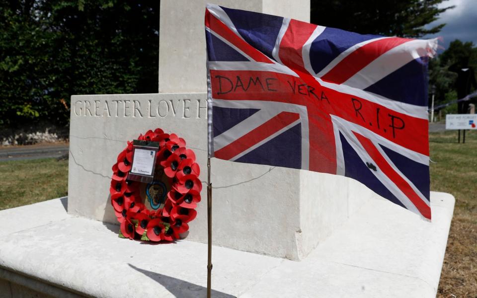 A union flag planted by the Ditchling war memoria - AP