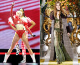 … schlägt ihr Fashionista-Herz bei Entwürfen von Roberto Cavalli – und der gestaltete unter anderem die Bühnenkostüme für Vorzeige-Schützin Miley Cyrus, die seine Looks auch häufig auf dem Red Carpet trägt! (Bilder: WENN, Getty Images)