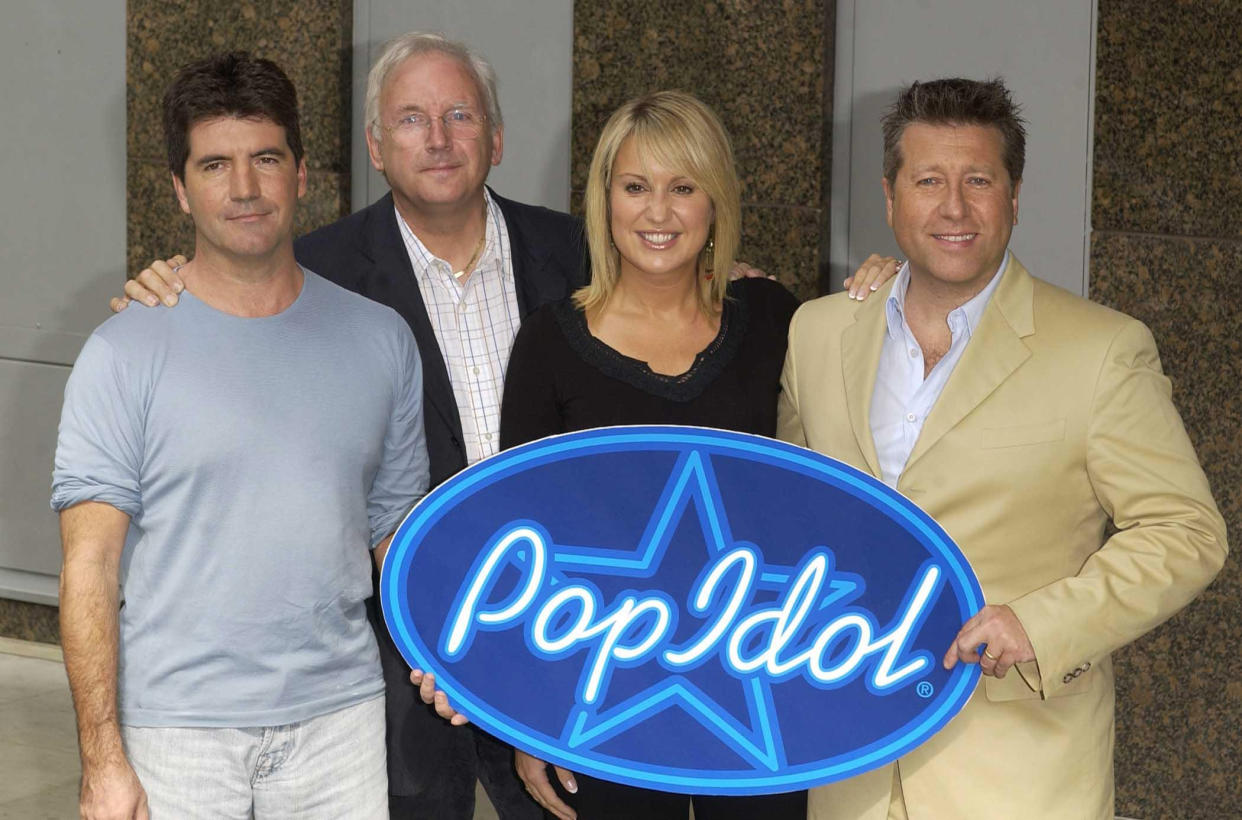 Pop Idol judges (from left) Simon Cowell, Pete Waterman, Nicki Chapman and Neil Fox, during a press conference at Thames TV in London, to launch a new series of Pop Idol.   25/10/03: The search for the nation's Pop Idol was hotting up Saturday, with the hopefuls whittled down from 12 to 10. Each finalist will sing live on the show tonight and the public will vote for their favourites. The two with the least number of votes will have to wave goodbye to their chance of stardom.