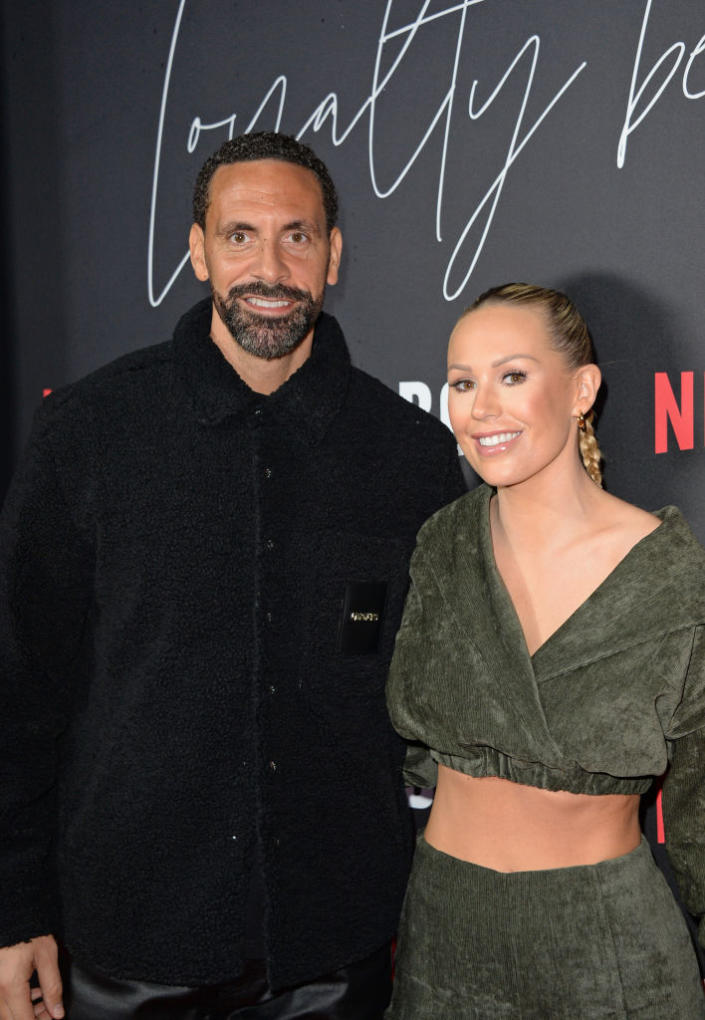 The star is stepmum to three children, pictured with her husband Rio Ferdinand in March 2022. (Getty Images)