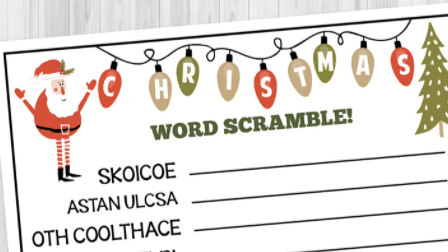 christmas word scramble christmas games