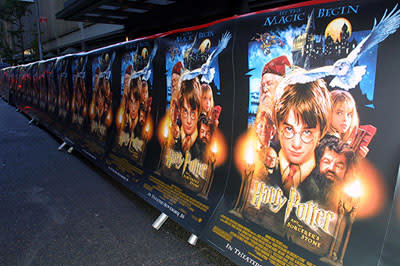 Harry Potter posters lined down 54th Street at the New York premiere of Warner Brothers' Harry Potter and The Sorcerer's Stone