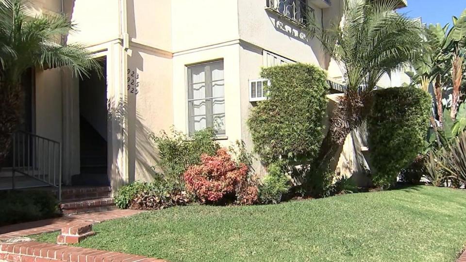 PHOTO: In this screen grab from a video, the building where Michael Latt lived is shown in Los Angeles. (KABC)