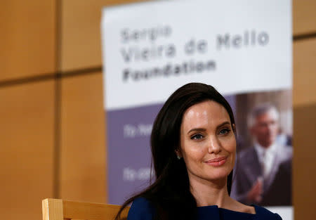 U.S. Actor and UNHCR Special Envoy Angelina Jolie attends a conference at the United Nations in Geneva, Switzerland, March 15, 2017. REUTERS/Denis Balibouse