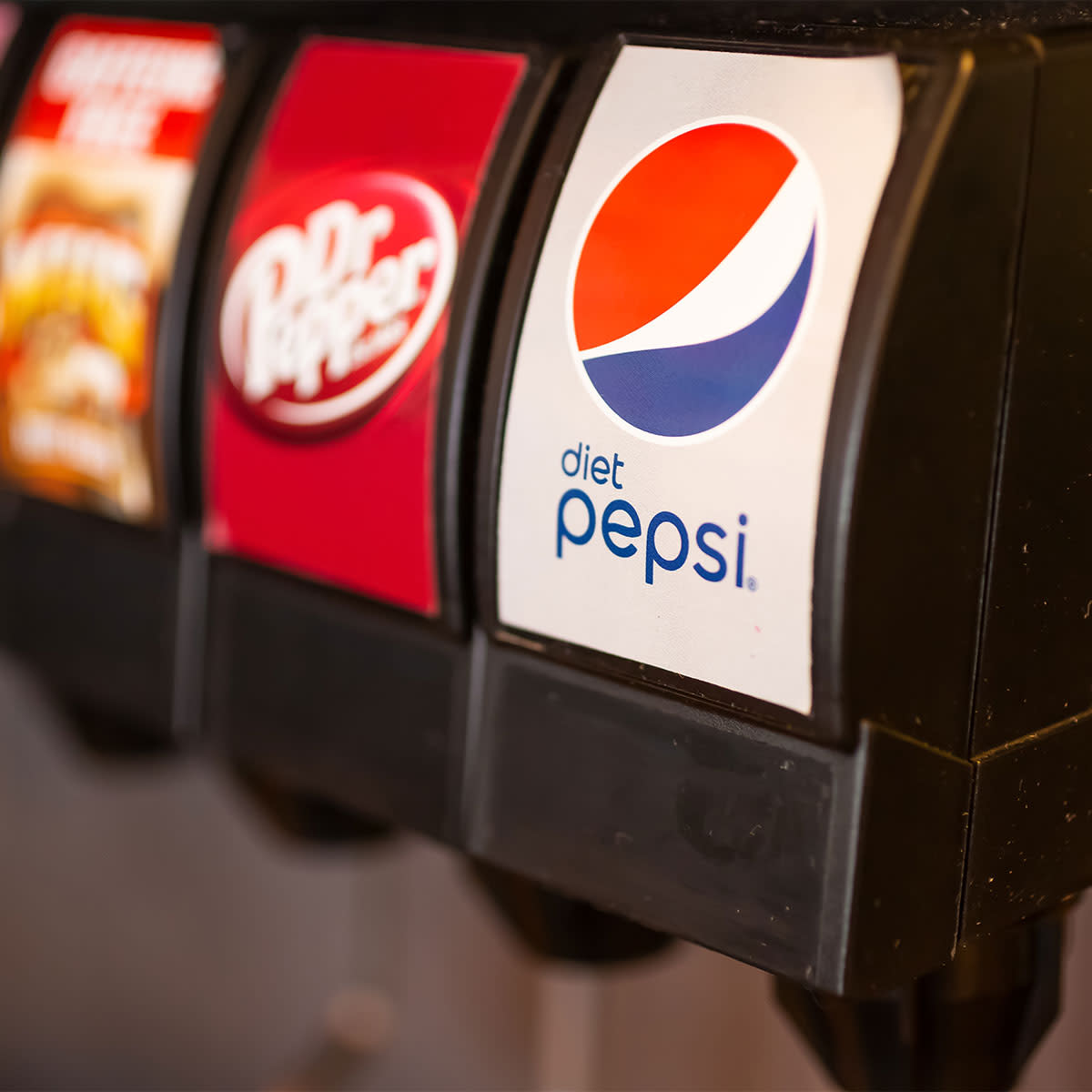 diet pepsi and dr. pepper at soda fountain