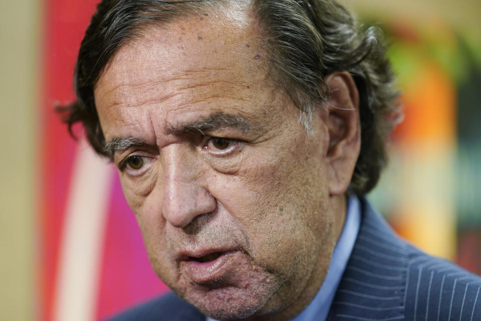 FILE - Former U.S. diplomat Bill Richardson speaks to reporters after a news conference in New York, Tuesday, Nov. 16, 2021. Richardson, a two-term Democratic governor of New Mexico who later was the U.S. ambassador to the United Nations and dedicated his post-political career to working to free Americans detained overseas, has died, Saturday, Sept. 2, 2023. (AP Photo/Seth Wenig, File)