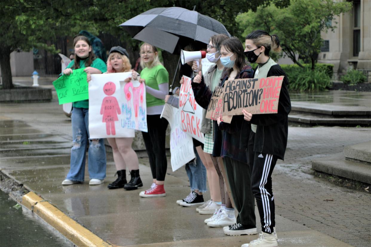 A group of Marion County teenagers rallied to show their support for abortion rights on Wednesday, May 18, 2022, outside the Marion County Courthouse. Members of the group said they're opposed to the pending U.S. Supreme Court decision that will purportedly overturn the 1973 Roe v. Wade decision that made abortion legal nationwide.