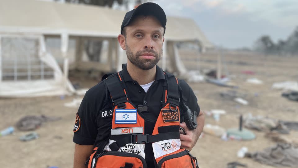 Dr Shlomo Gensler, a first responder, saved dozens of lives during Hamas' large-scale incursion. - Rebecca Wright/CNN