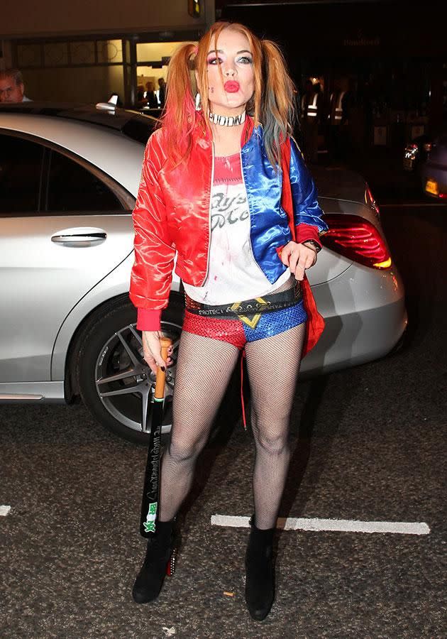 Lindsay shared a video of herself walking down a street in her Halloween getup. Source: Getty