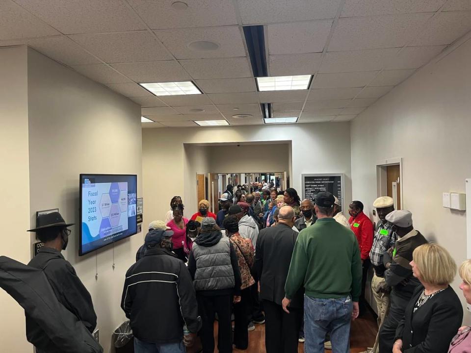 People packed the hallway at the Beaufort County Government Center waiting to get into the County Council chambers. The item that drew the crowd was proposed amendments to the Cultural Protection Overlay on St. Helena Island.