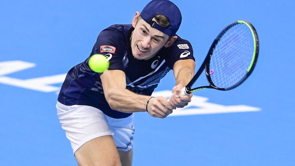 Alex De Minaur, pictured here in action at the European Open in Antwerp.