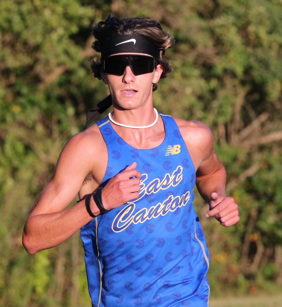 Brylan Holland of East Canton won the small school boys division of the East Canton Cross Country Invitational in East Canton on Wednesday, August 31, 2022.