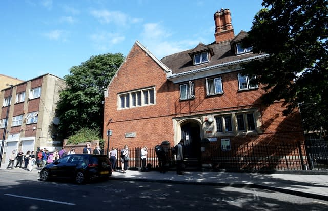 A queue outside Poplar Coroner’s Court prior to the resumption of the inquest into the death of Caroline Flack