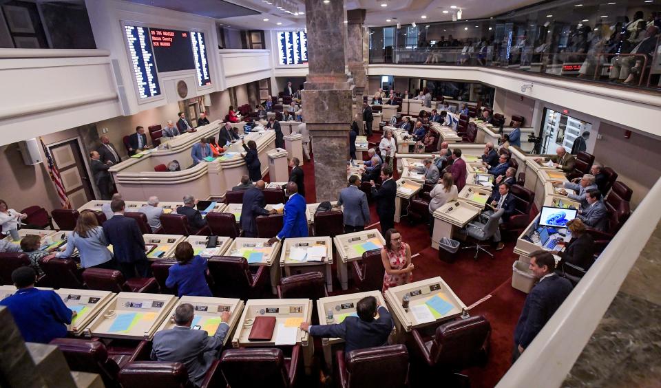 Legislators take on the state's business on the floor of the Alabama House in Montgomery, Alabama, on Tuesday, May 23, 2023.